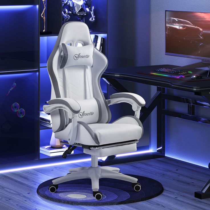 360° Reclining Swivel Gaming Chair With Foot Rest & Massager- 5 Colours