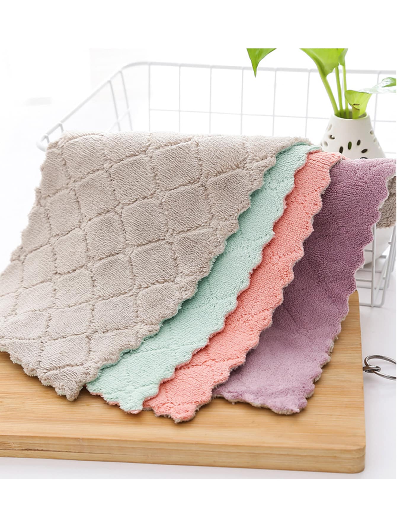 5pcs Double-sided Coral Velvet Dishcloth