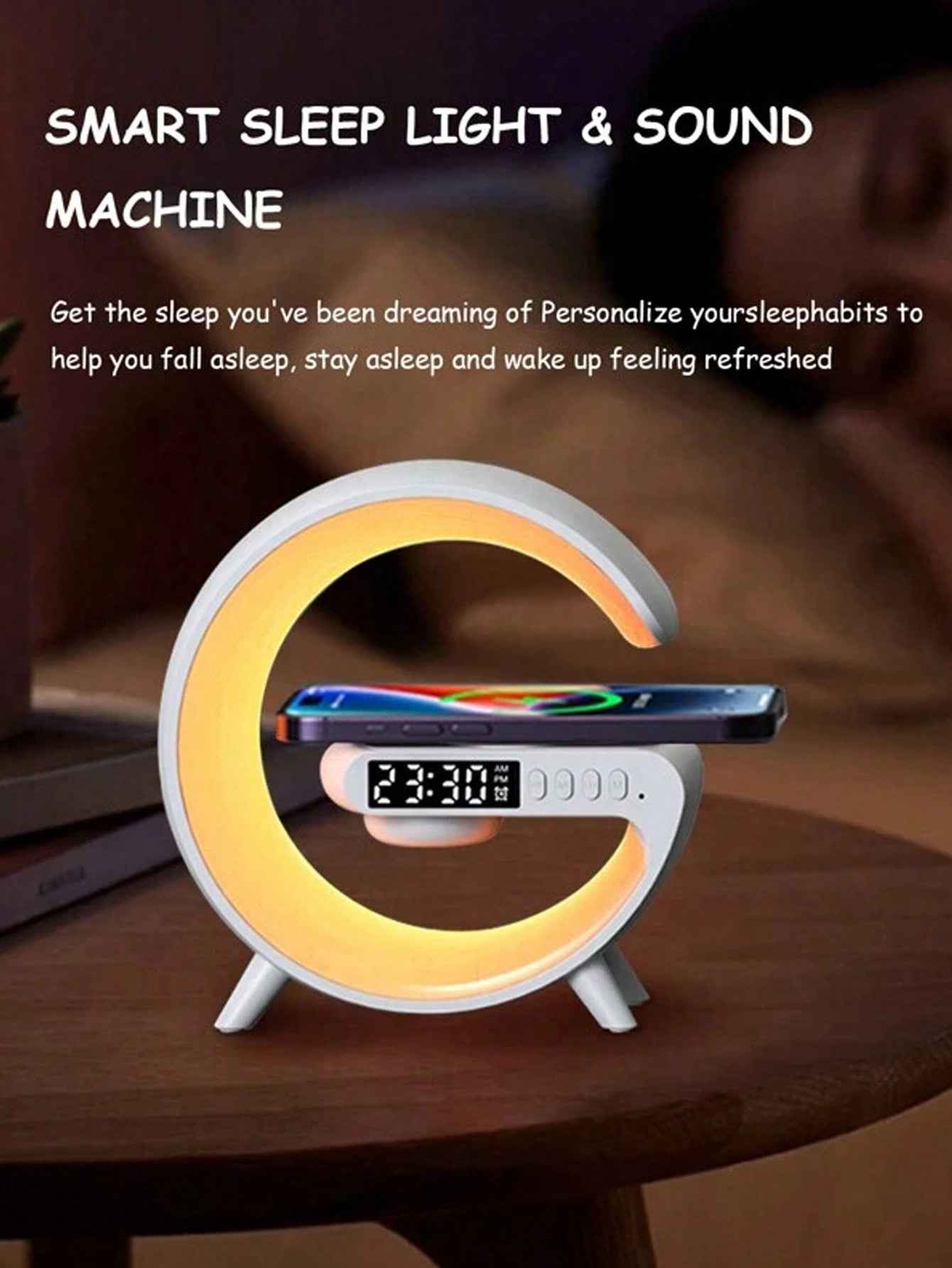 Wireless Charger Digital Clock Atmosphere Lamp, 3 In 1