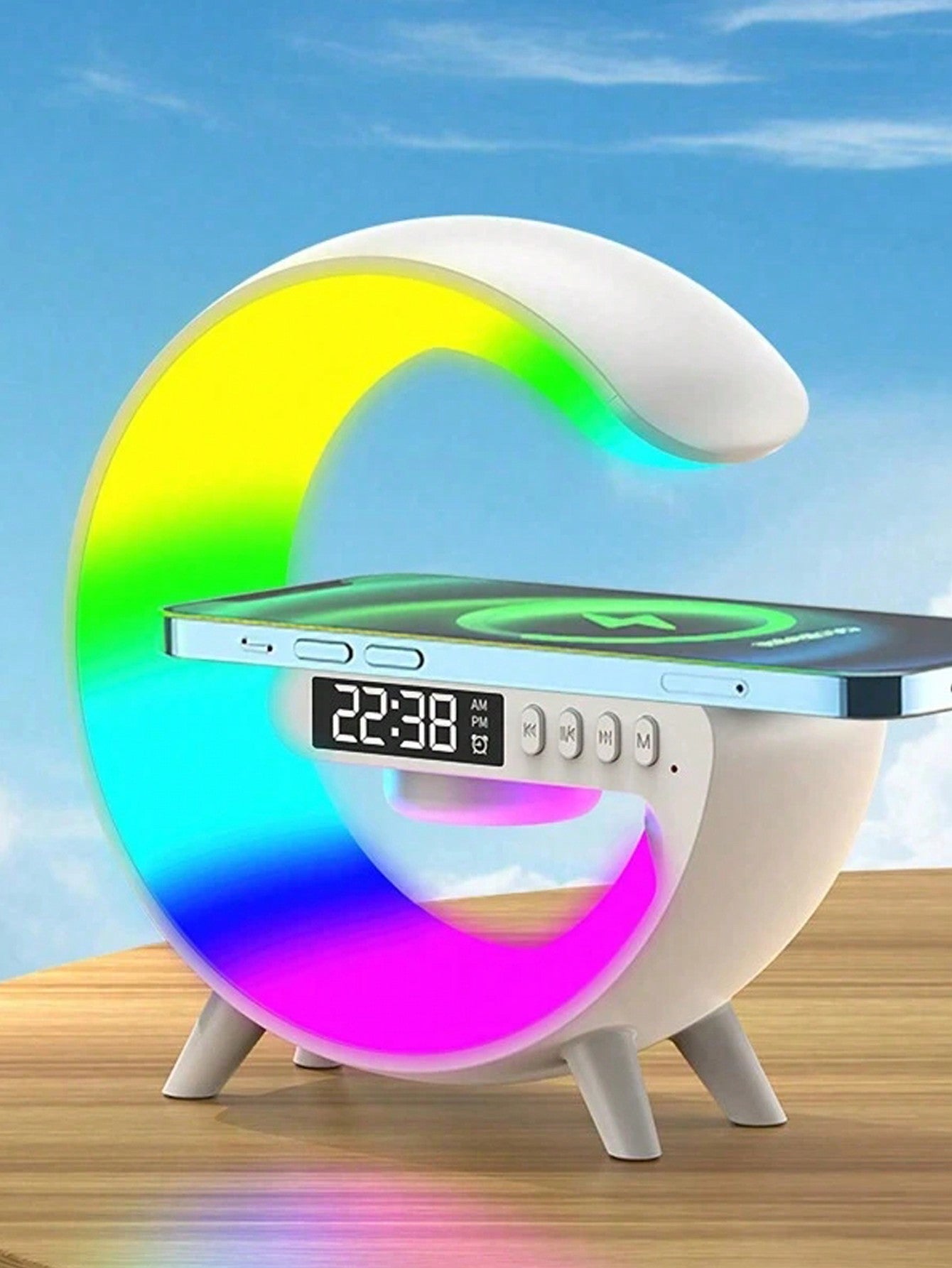 Wireless Charger Digital Clock Atmosphere Lamp, 3 In 1