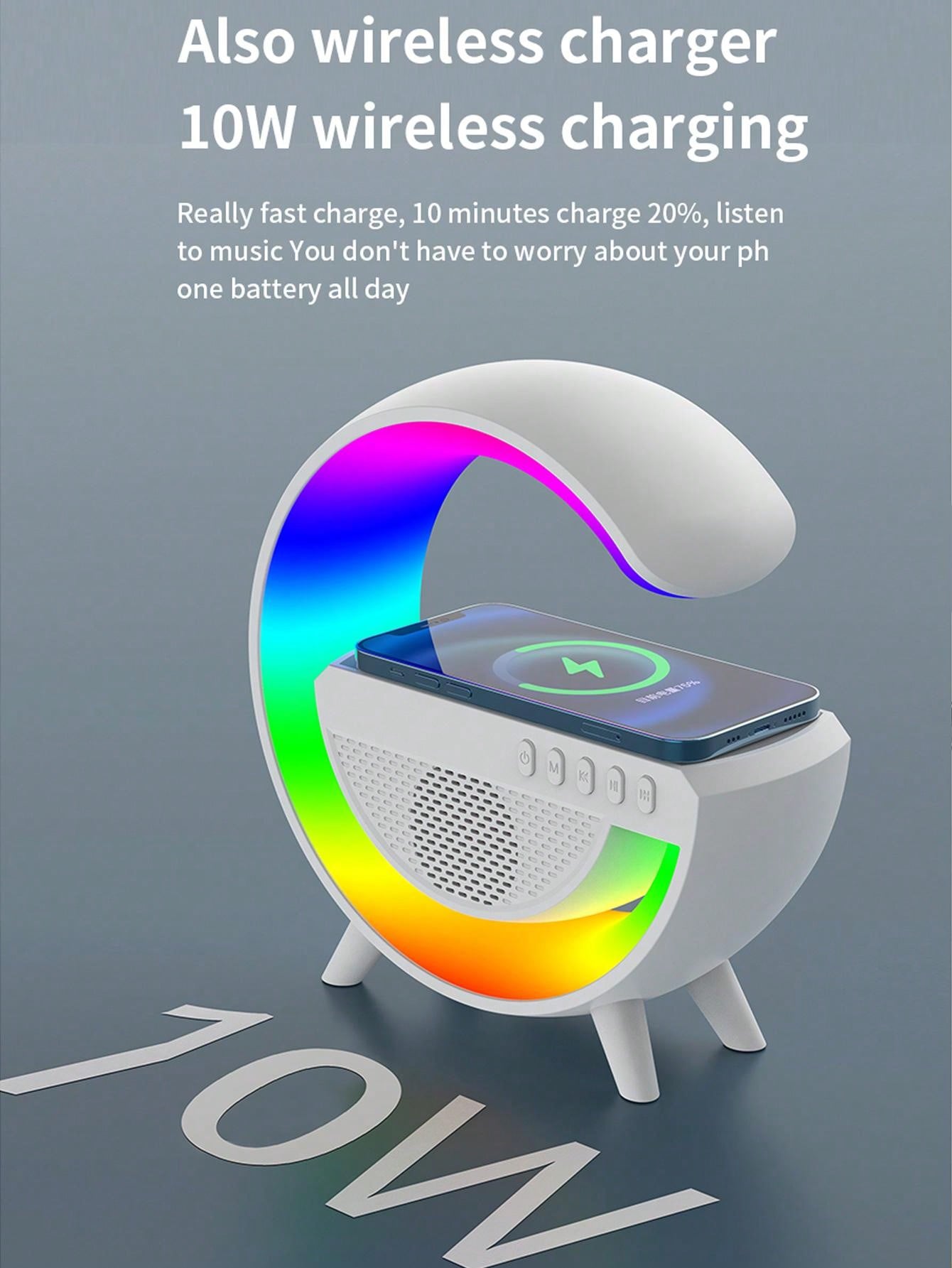 Wireless Charger Digital Clock Atmosphere Lamp, 3 In 1