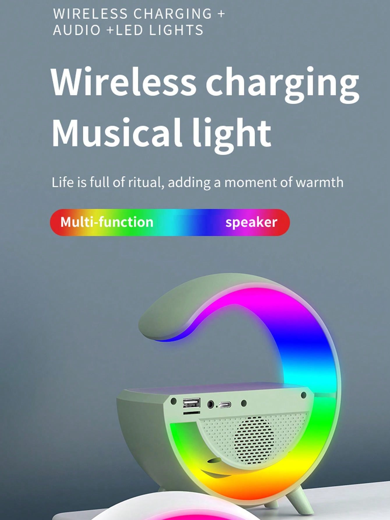 Wireless Charger Digital Clock Atmosphere Lamp, 3 In 1