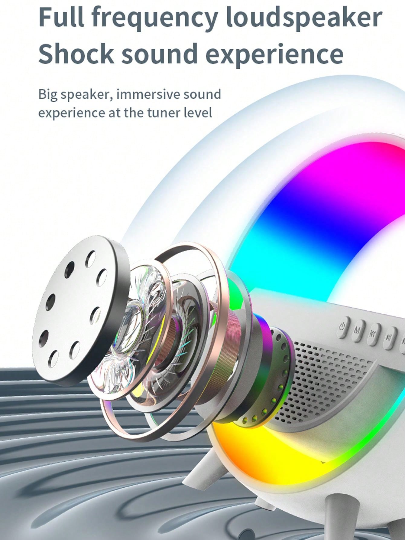Wireless Charger Digital Clock Atmosphere Lamp, 3 In 1