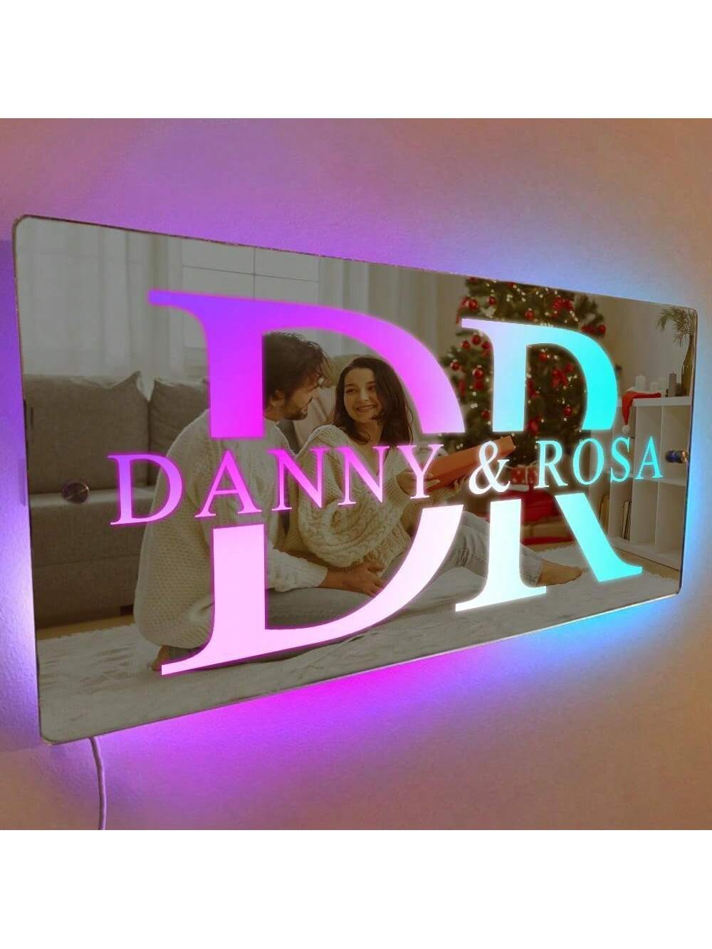 1pc Custom Name Mirror LED Light, Personalized Light Up Mirror Signs