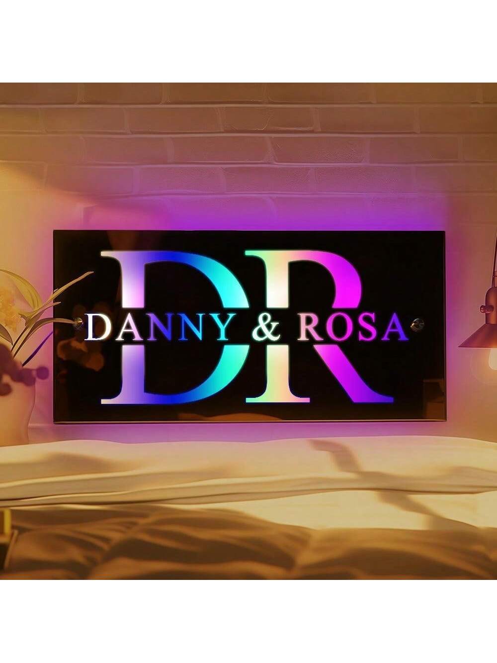 1pc Custom Name Mirror LED Light, Personalized Light Up Mirror Signs