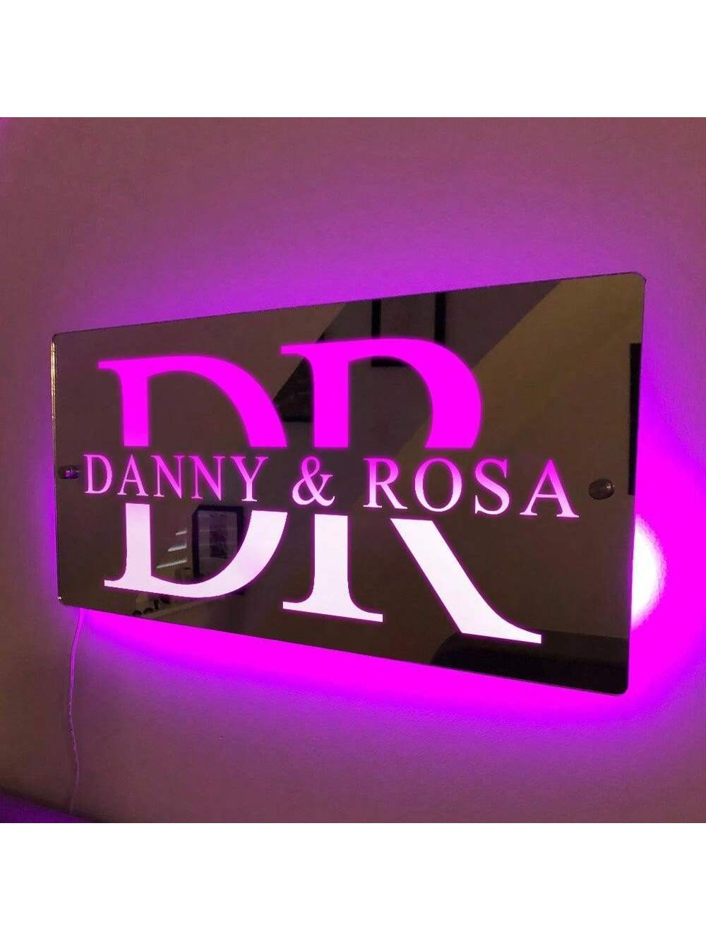1pc Custom Name Mirror LED Light, Personalized Light Up Mirror Signs