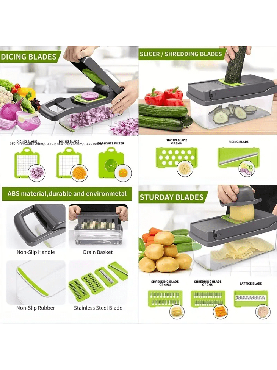 16pcs/set Vegetable Chopper, Multi-functional