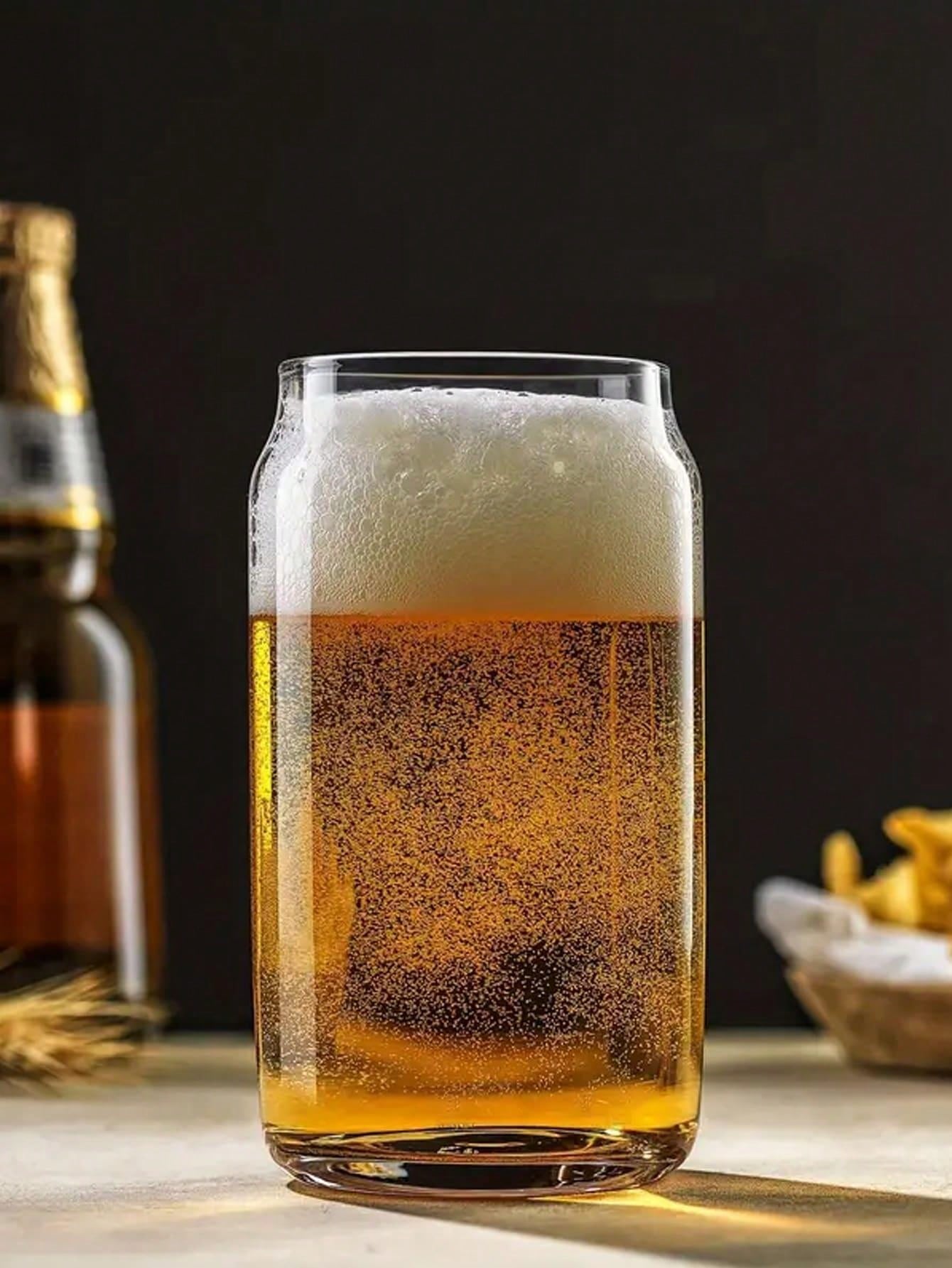 1pc/4pcs 400ml/500ml Transparent Glass Cup With Lid And Straw