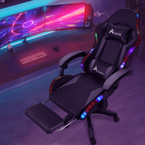 Alivio Gaming Chair with RGB Computer Chair with Light Reclining PU Leather