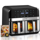 Dual Air Fryer with Visual Window, 9L XL Capacity, 2 Drawers