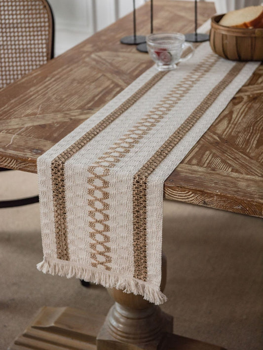 1pc Geometric Design Table Runner, Minimalist Polyester