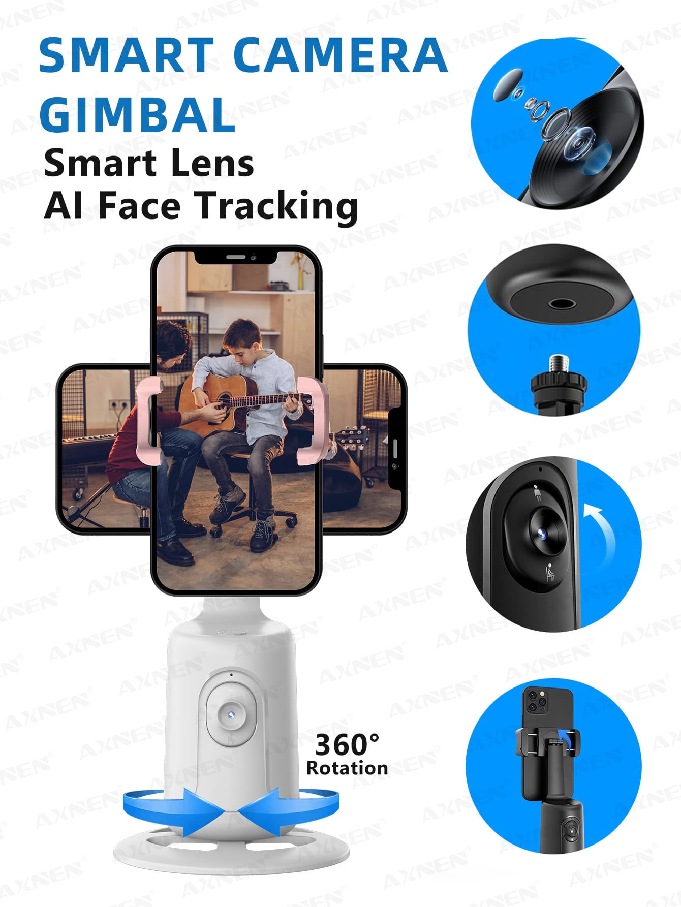 (pink) Automatic Face Tracking Gimbal Tripod