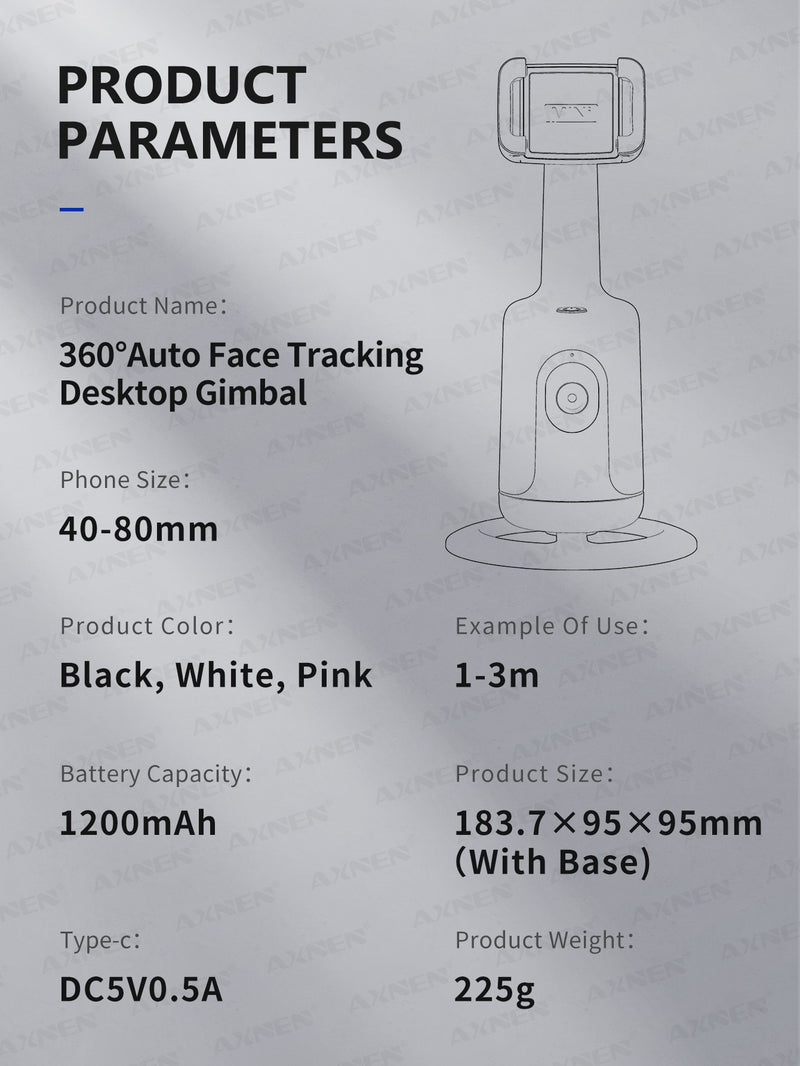 (pink) Automatic Face Tracking Gimbal Tripod