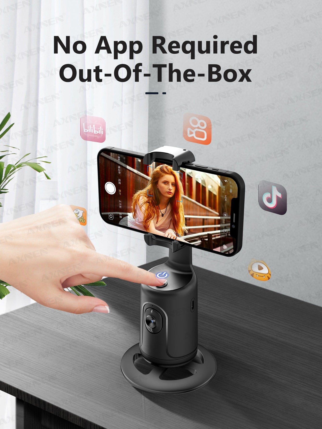 (pink) Automatic Face Tracking Gimbal Tripod