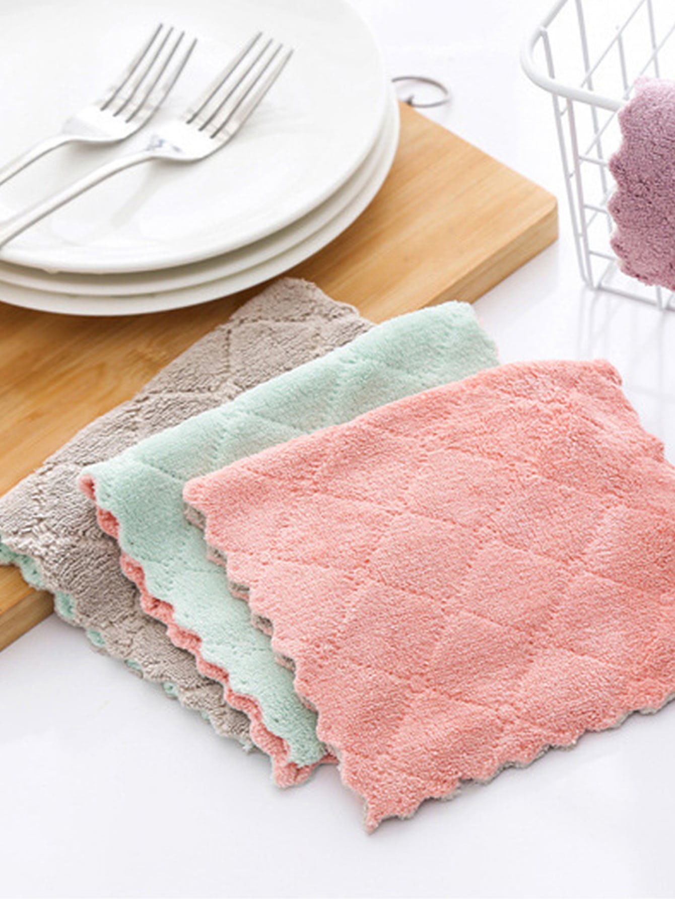 5pcs Double-sided Coral Velvet Dishcloth