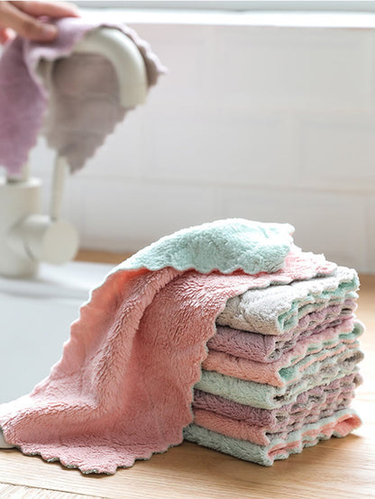 5pcs Double-sided Coral Velvet Dishcloth