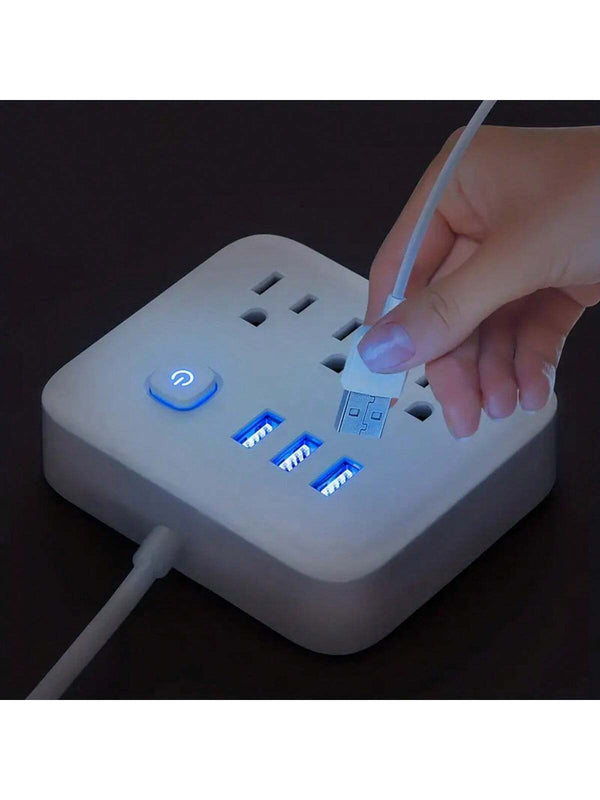 1pc Desktop Power Strip With 3 Outlets