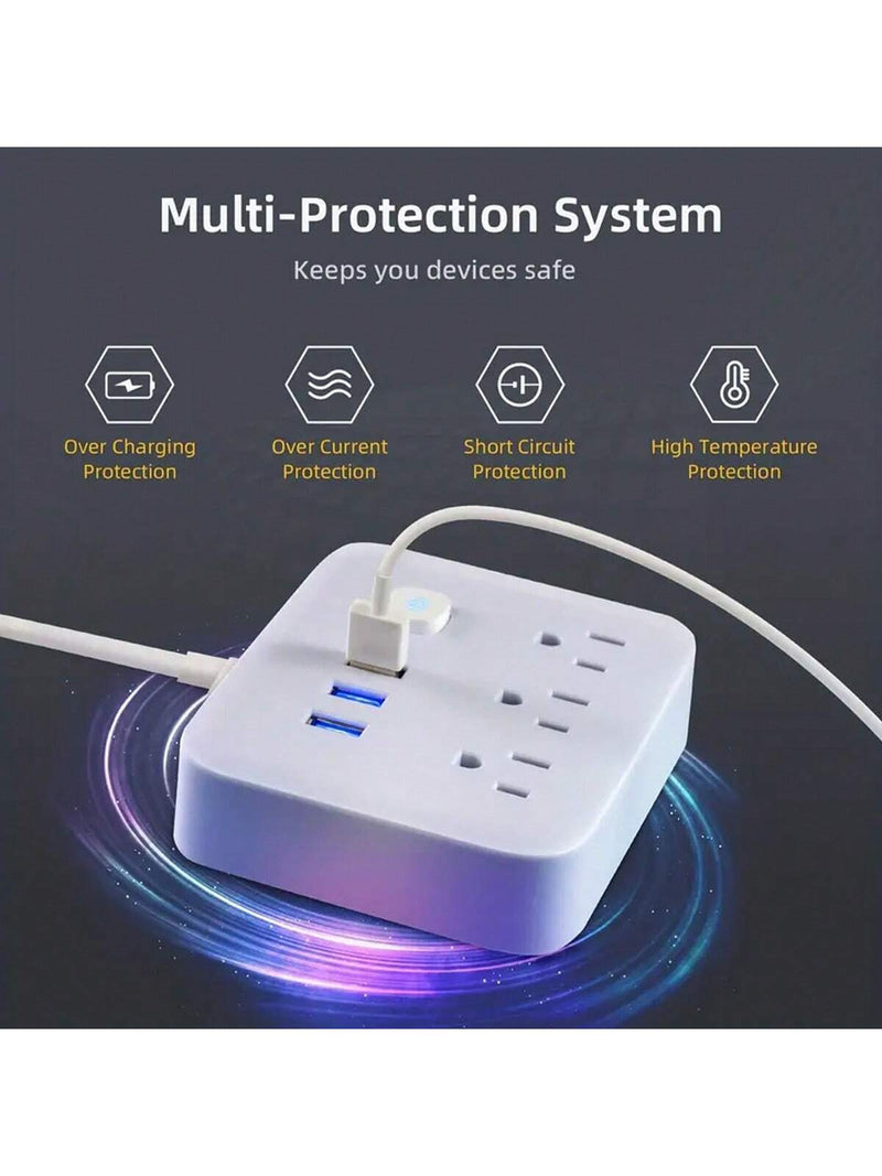 1pc Desktop Power Strip With 3 Outlets
