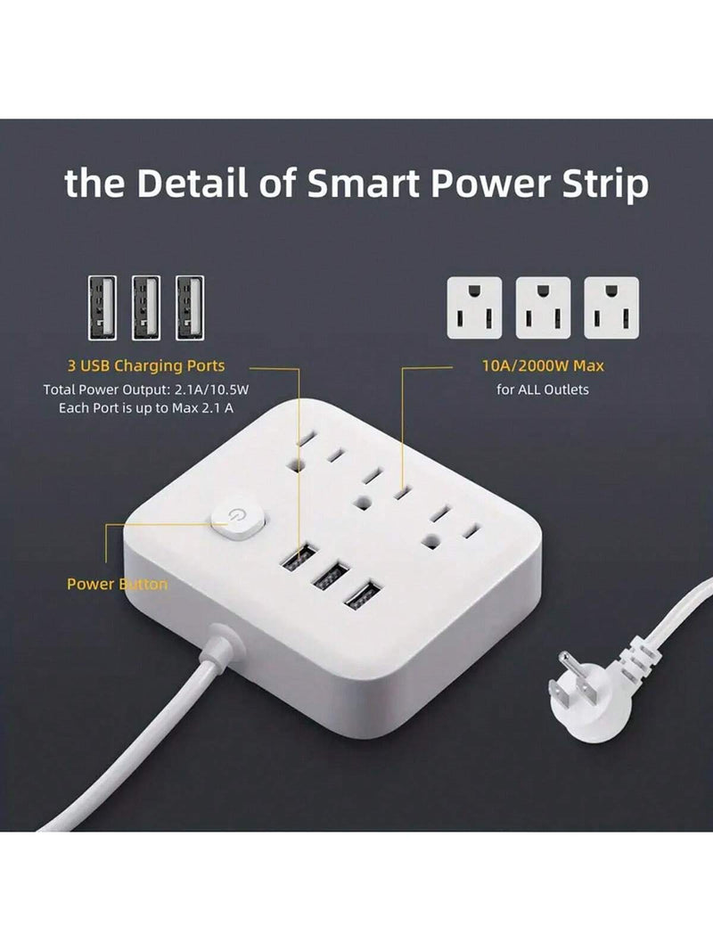 1pc Desktop Power Strip With 3 Outlets
