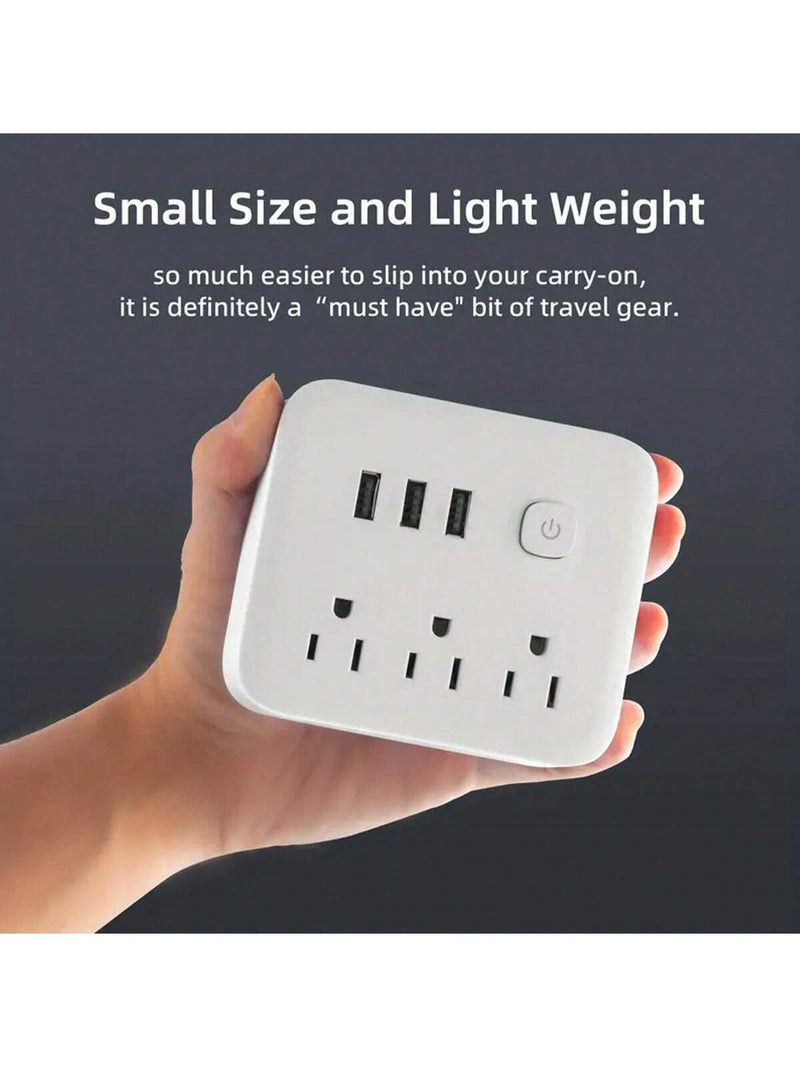 1pc Desktop Power Strip With 3 Outlets