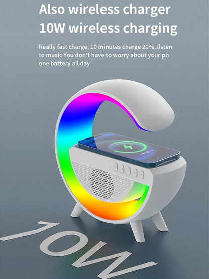 Wireless Charger Digital Clock Atmosphere Lamp, 3 In 1