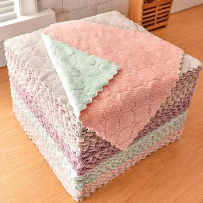 5pcs Double-sided Coral Velvet Dishcloth