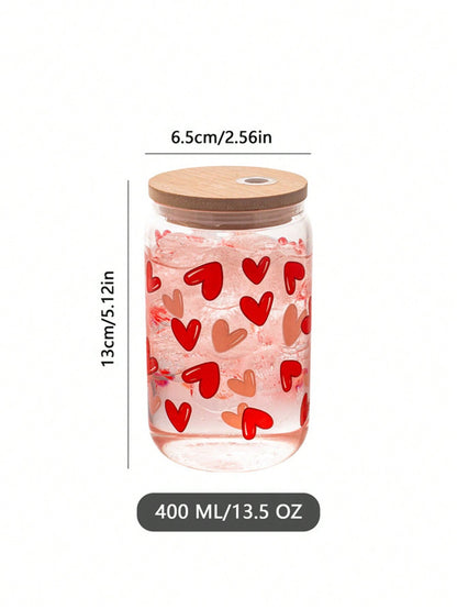 1pc/4pcs 400ml/500ml Transparent Glass Cup With Lid And Straw