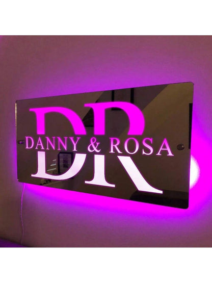 1pc Custom Name Mirror LED Light, Personalized Light Up Mirror Signs