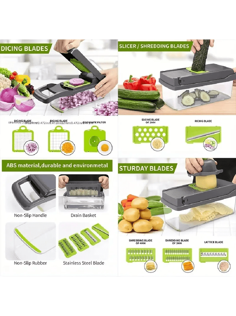 16pcs/set Vegetable Chopper, Multi-functional