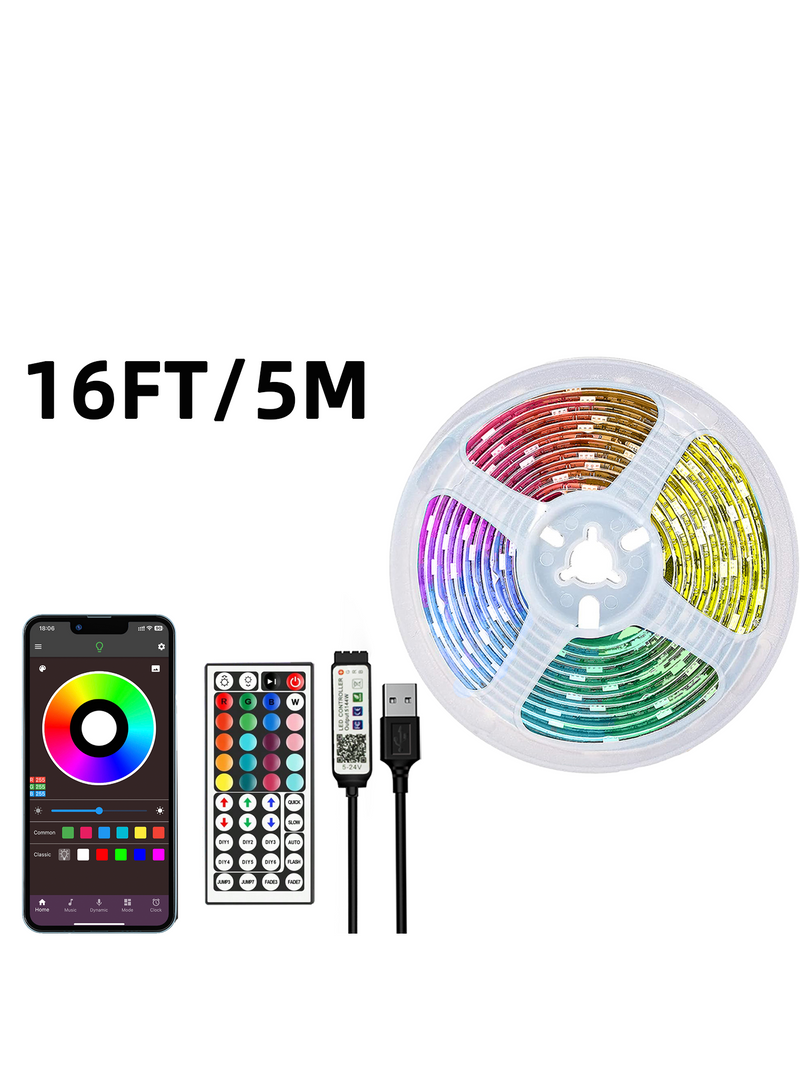16ft-100ft LED Strip Lights,Sync With Music,With Timing Settings