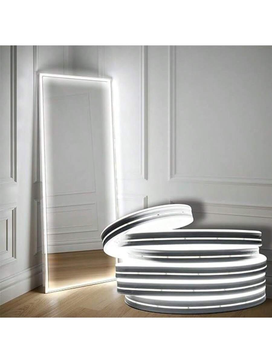 1pc 5v Usb Led Neon Light Strip, White Color With Button Switch