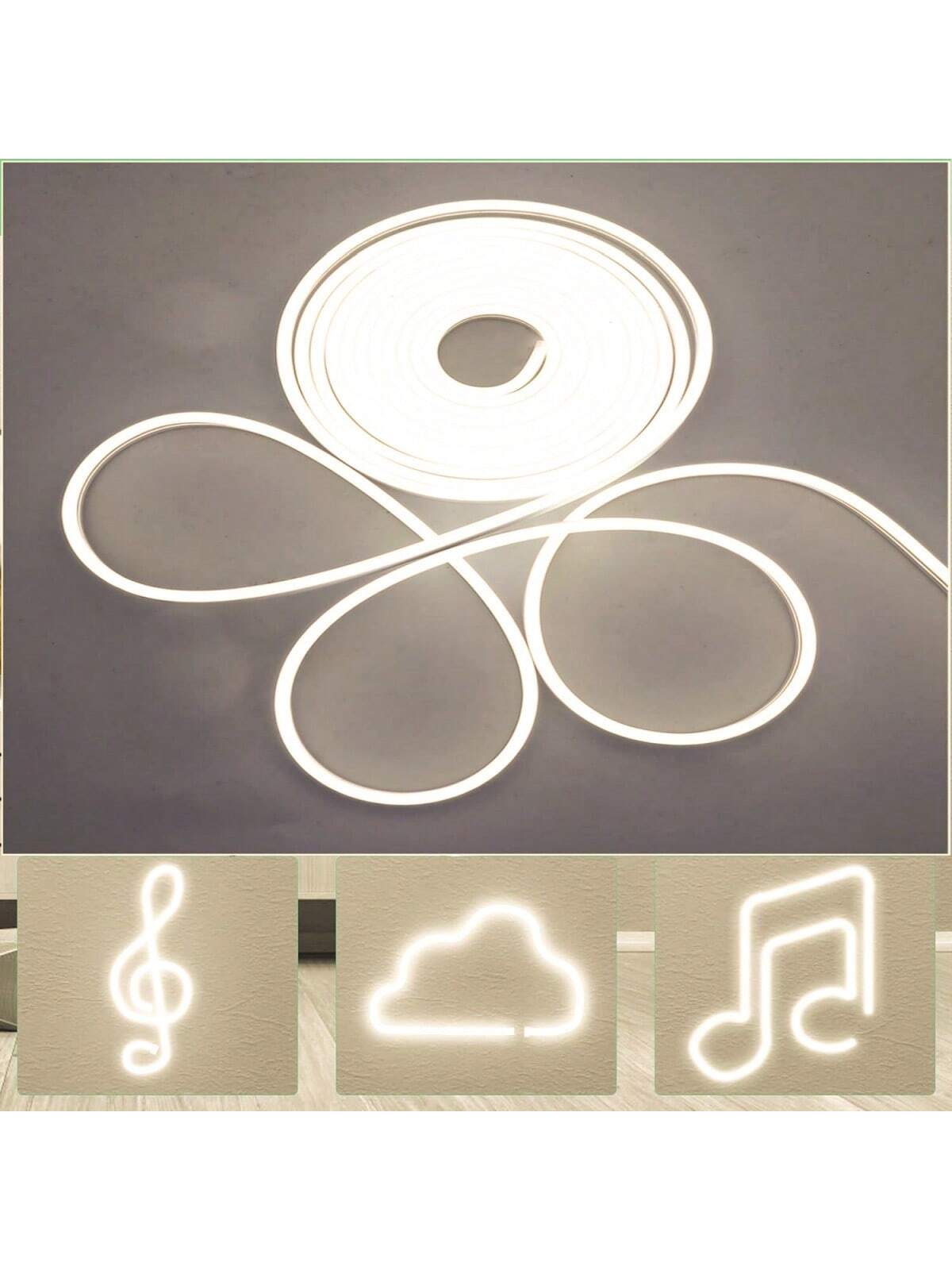 1pc 5v Usb Led Neon Light Strip, White Color With Button Switch