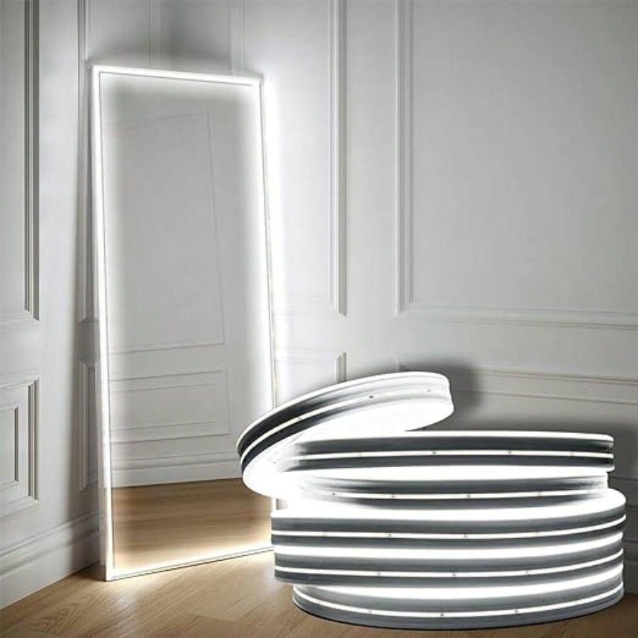1pc 5v Usb Led Neon Light Strip, White Color With Button Switch