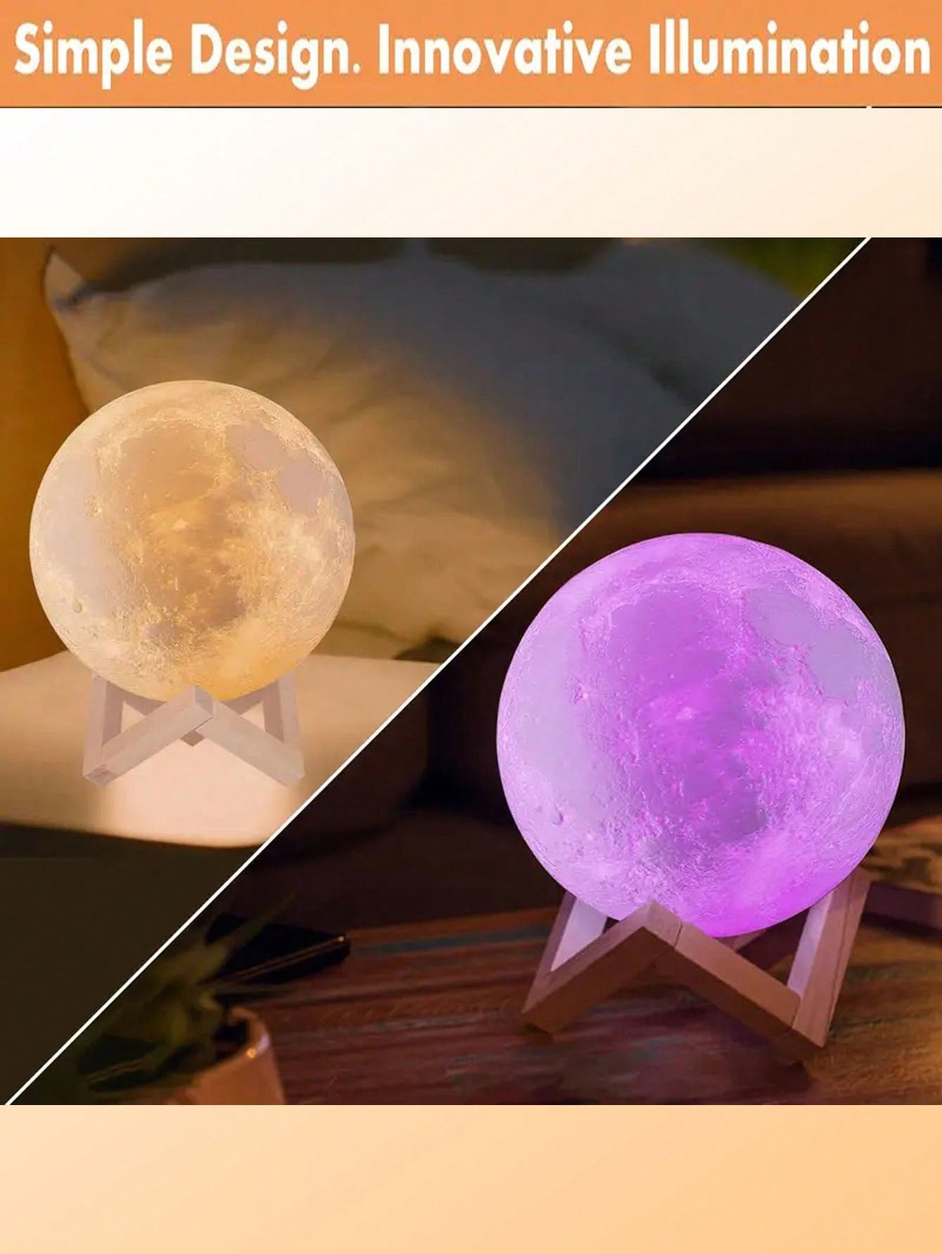 3d Moon Lamp With Remote Control, 16-Color Changing Starry Sky